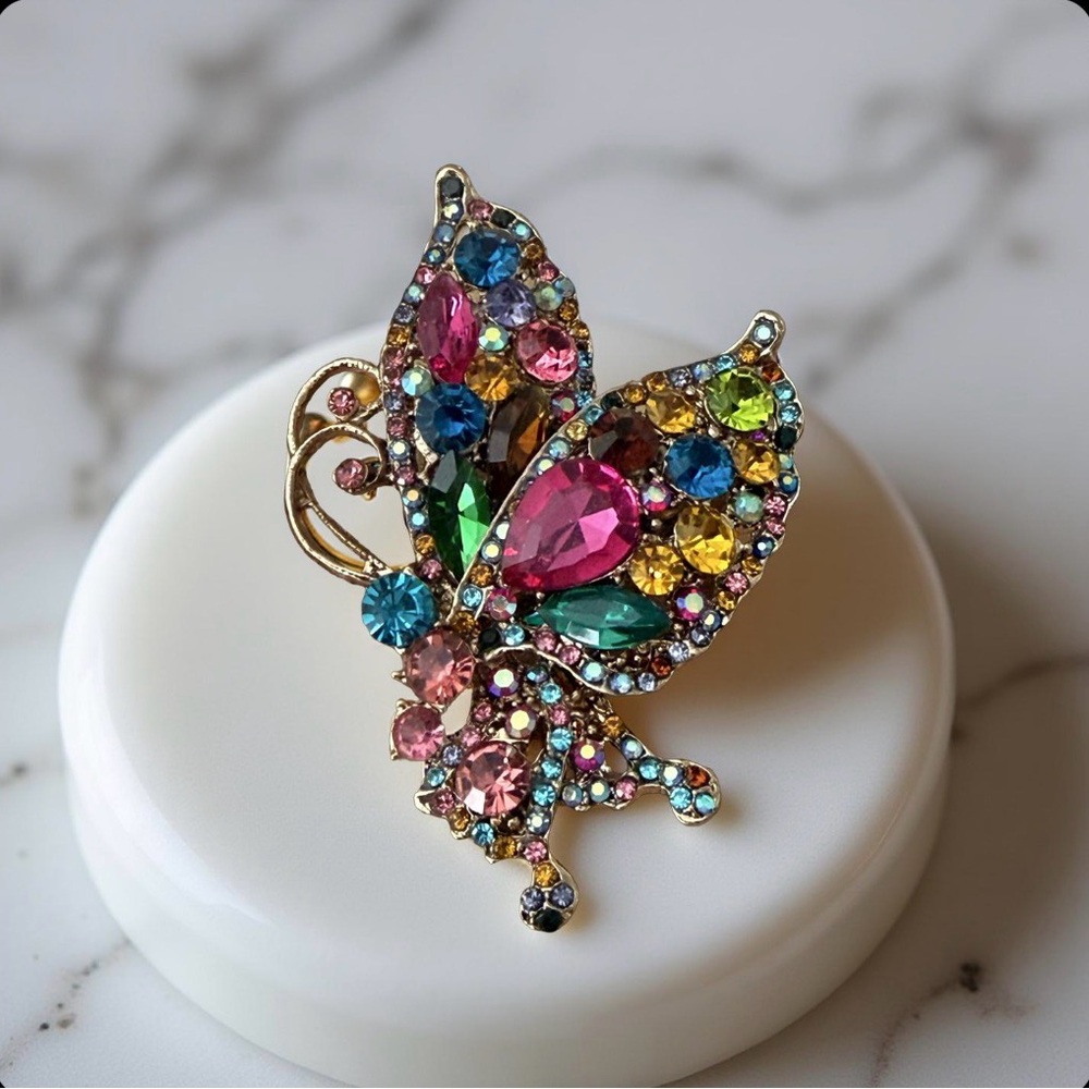 Multicolor Statement Butterfly Brooch Rhinestone Pin Jewelry‎